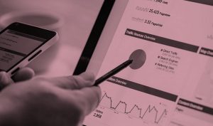 Image of graphs and figures for digital investment, charitiy's money problem