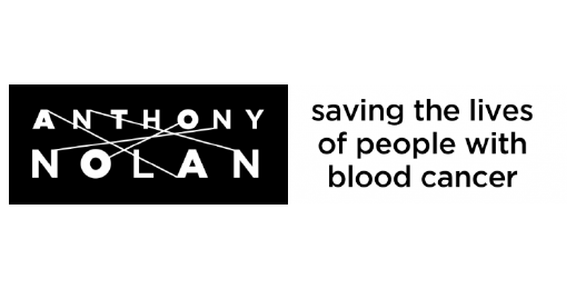 Anthony nolan logo wide with strap line saving lives of people with blood cancer