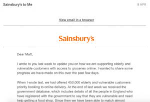 Email from sainsbury's
