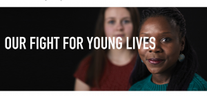 image of two female faces with the line our fight for young lives from Clic sargent Young lives vs Cancer