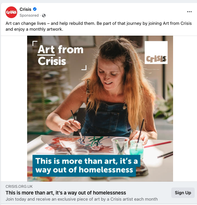 Crisis Facebook ad