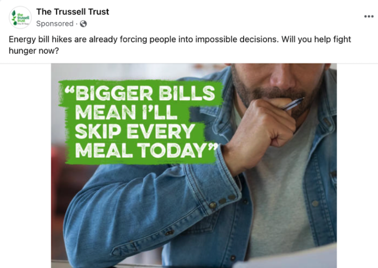 Trussell trust cover image Meta ad example