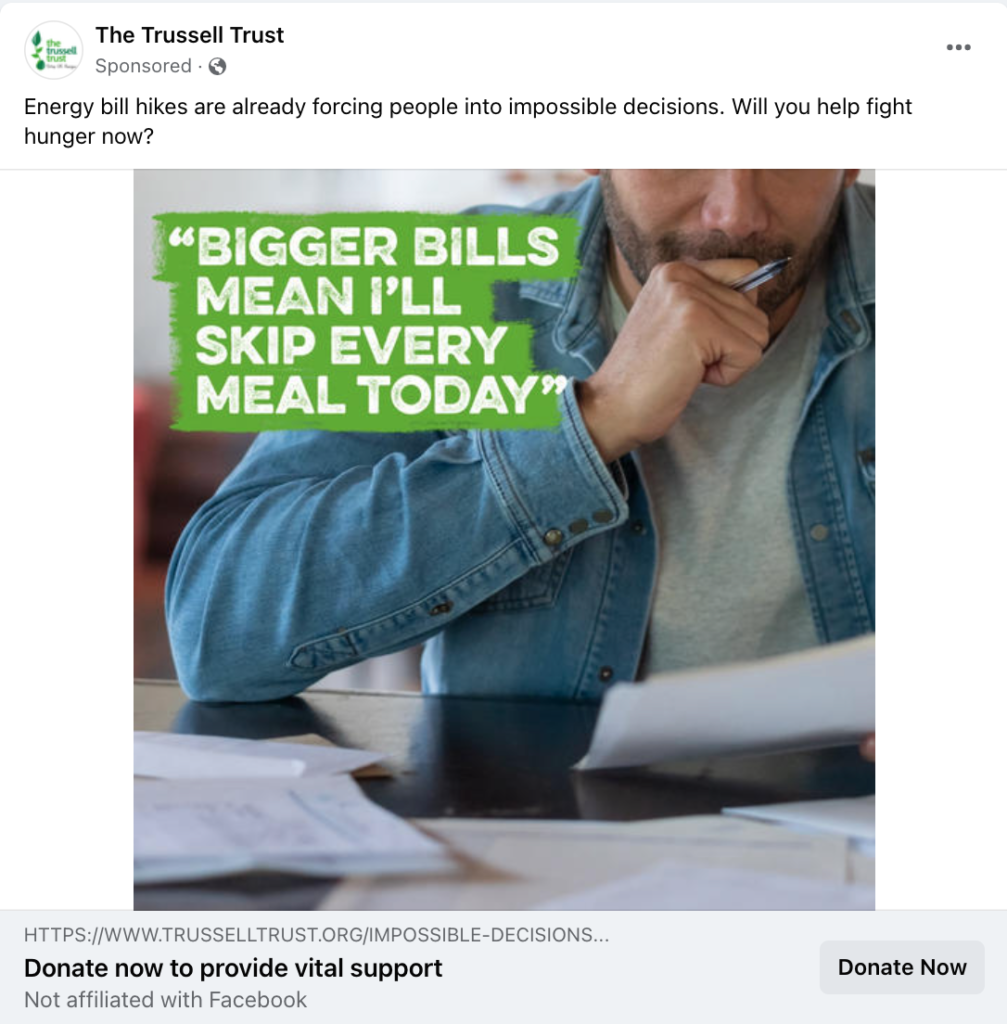 Trussell Trust Meta ad example