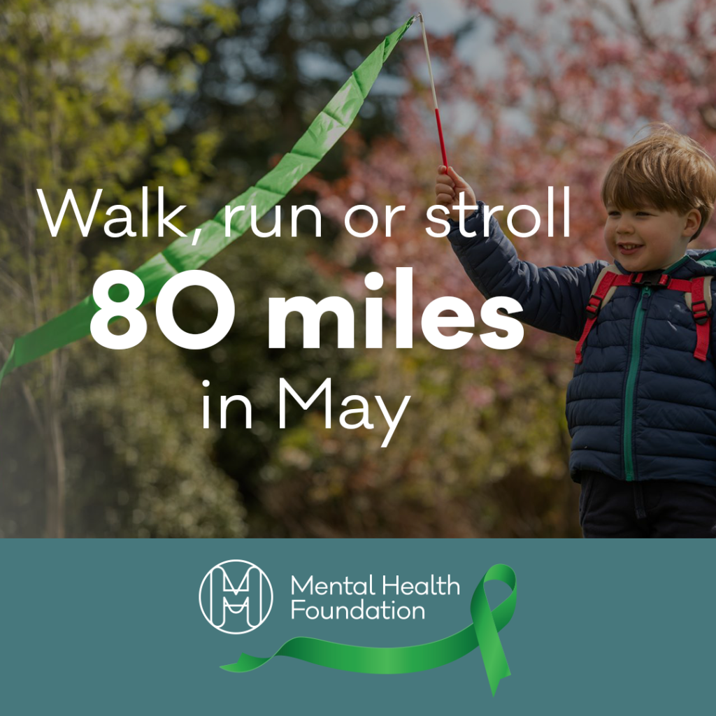 meta ad creative image of a little boy and ribbon for their 80 miles in may campaign