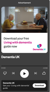 Dementia UK Spotify advert