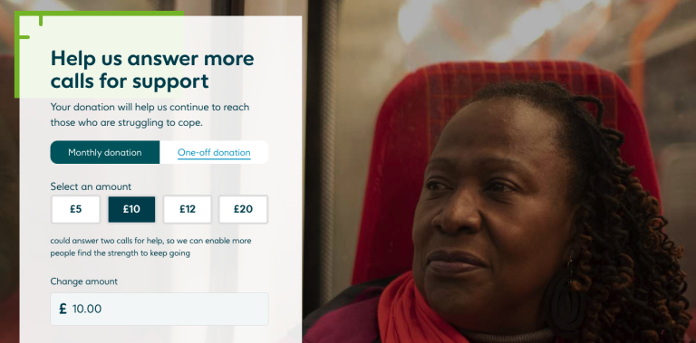 Samaritans donation page