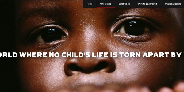 screenshot of war child's website